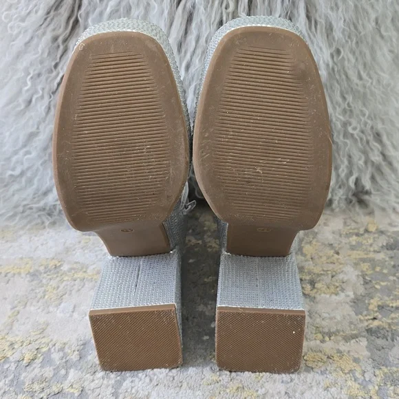 Mia Iva Silver Platform Boots | Sparkly Block Heel Ankle Boot| Size 7.5 - Picture 13 of 17